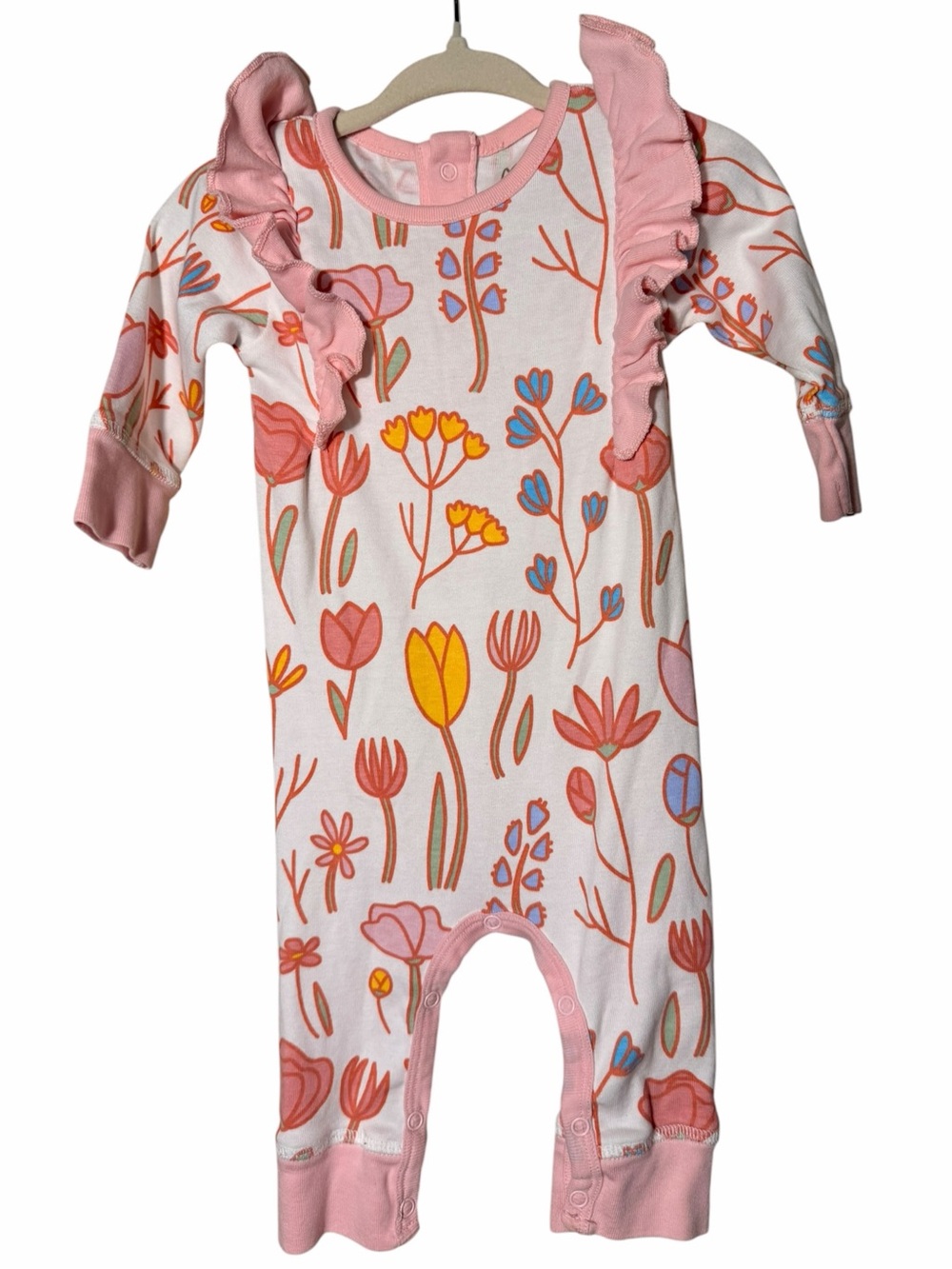 Pink Floral Ruffle One-Piece for Kids